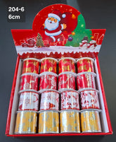 Panglică decorativă Crăciun – roșu, alb și auriu  6cm